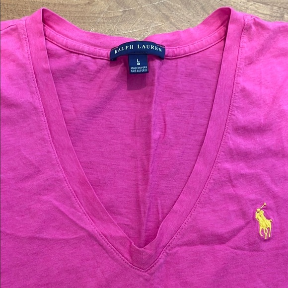 Ralph Lauren Pink V-Neck Women's Top - Picture 2 of 3